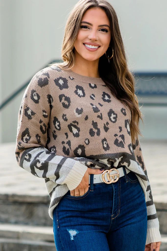 Just For Today Mocha Brown Leopard Sweater | The Mint Julep Boutique