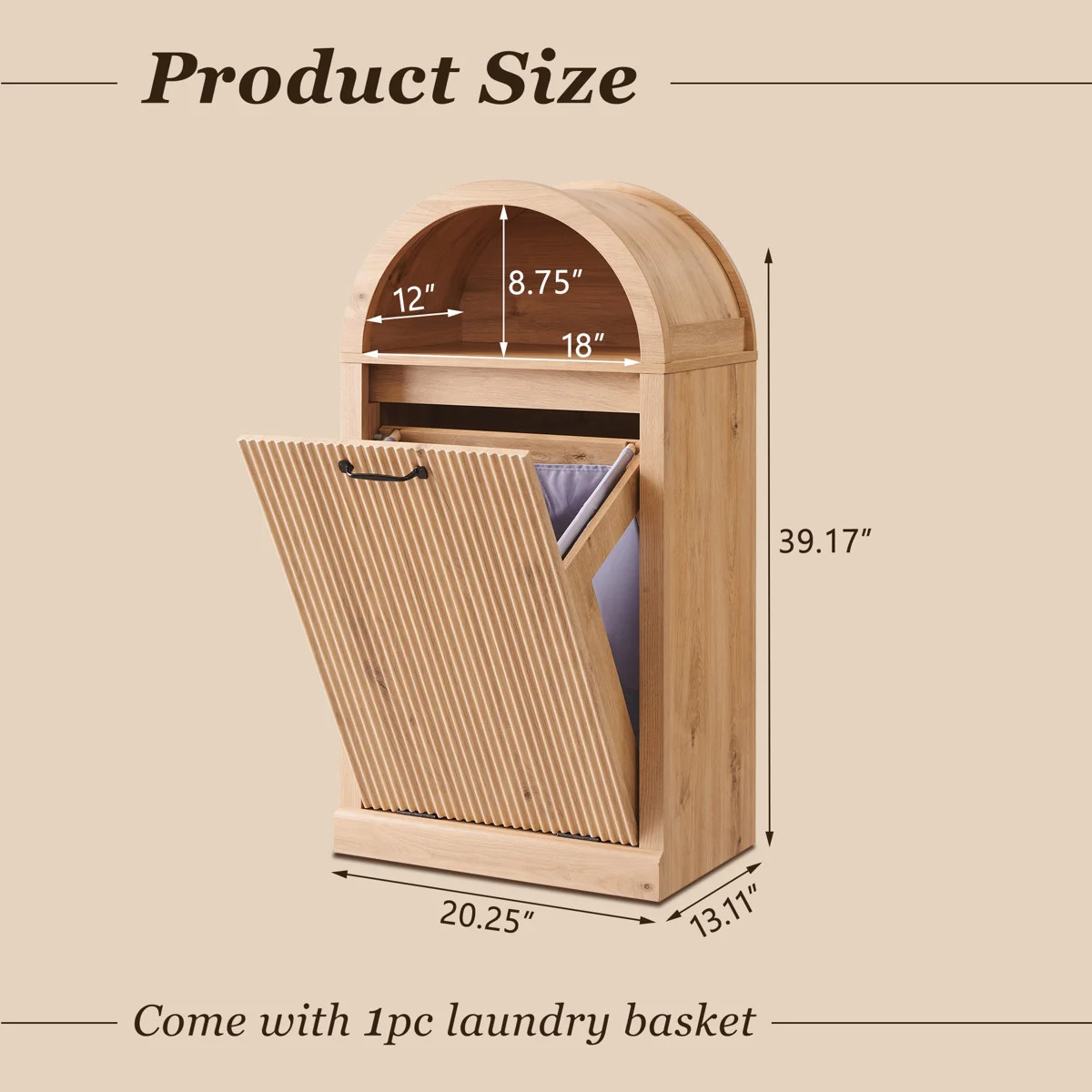 Modern Tilt Out Arched Laundry Basket Cabinet with Open Shelf,Fluted 10-Gallon Bathroom Laundry S... | Wayfair North America