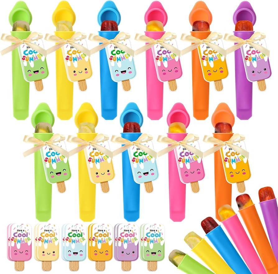 24 Pack End of Year Gifts Bulk with Silicone Ice Pop Molds Summer Cards Graduation Gifts Summer P... | Amazon (US)