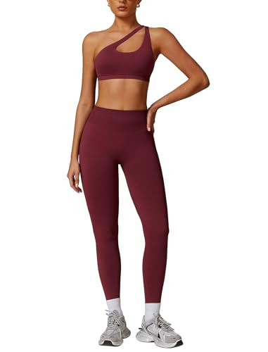 Amazon.com: ABOCIW Women Workout Sets Seamless High Waist Scrunch Butt Lifting Gym Leggings Cutou... | Amazon (US)