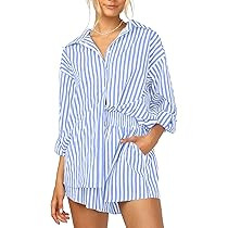 ISZPLUSH Women’s 2 Piece Casual Sets Outfits Sets Relaxed Long Sleeve Shirt Loose High Waisted ... | Amazon (US)