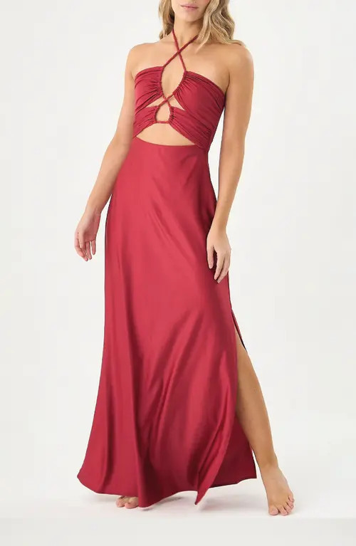 BOAMAR Dasha Halter Cover-Up Maxi Dress in Red at Nordstrom, Size Medium | Nordstrom