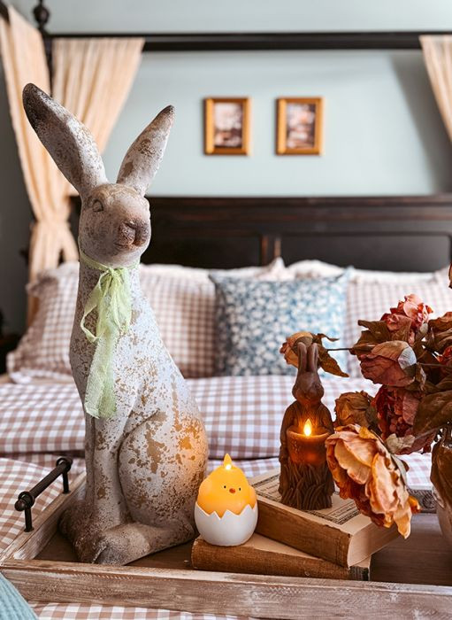 Weathered Bunny Statue | Antique Farm House