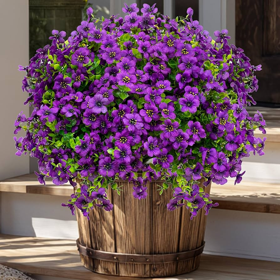 AXYLEX Artificial Flowers for Outdoors Fake Plants - 16 Bundles Fake Plants UV Resistant No Fade ... | Amazon (US)
