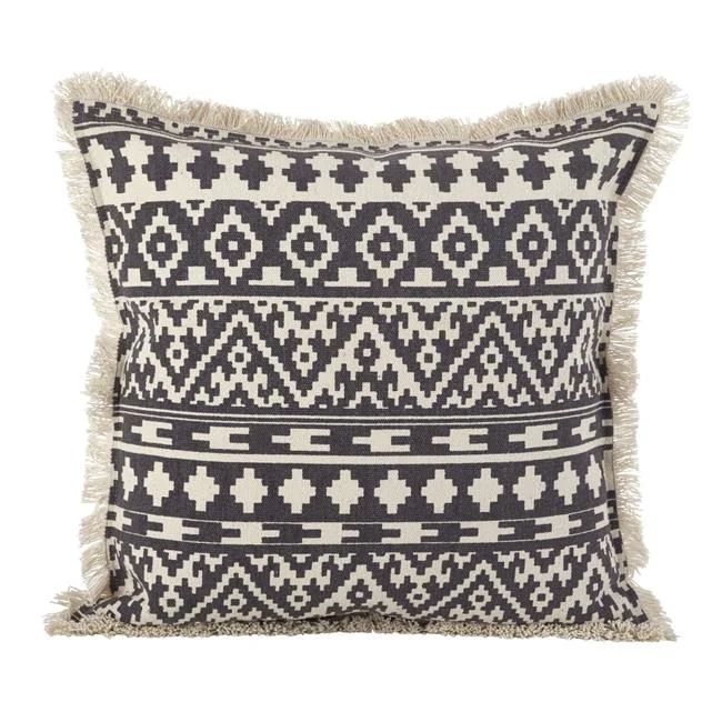 Saro Lifestyle 2152.GY20S Aztec Tribal Design Fringe Trim Cotton Down Filled Throw Pillow - Grey | Walmart (US)