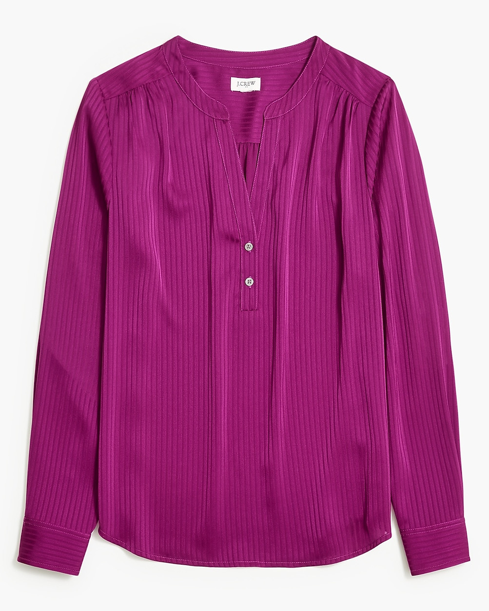 Shadow-striped long-sleeve popover placket blouse | J.Crew Factory