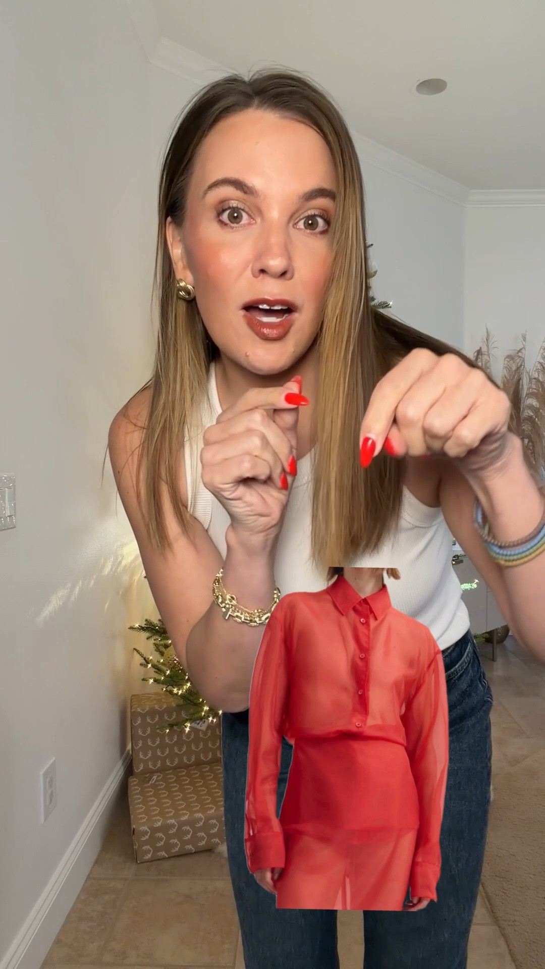 Help me find a blouse just like this sold out one that I can’t get anywhere! I want this exact vibe for Christmas Eve! Wearing a medium in all of the options! 