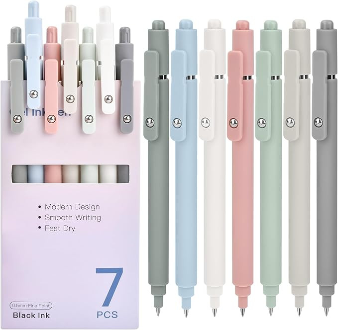 Stocking Stuffers for Women: 7 Pcs Gel Pens 0.5mm Quick Dry Black Ink Fine Point Smooth Writing P... | Amazon (US)