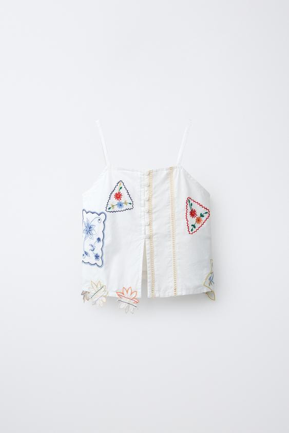 PATCHWORK EMBROIDERED TOP | Zara US