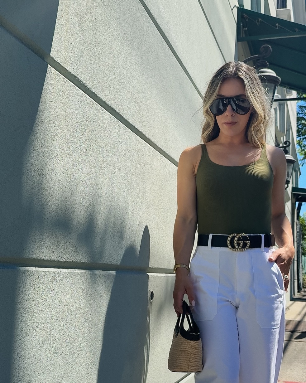 olive + white with the perfect belt moment 🤍
quiet luxury uniform

Pants 0P
Ballet flats 6.5 
Accessories tagged 🤍

#LTKootd #LTKgrwm #LTKPetite