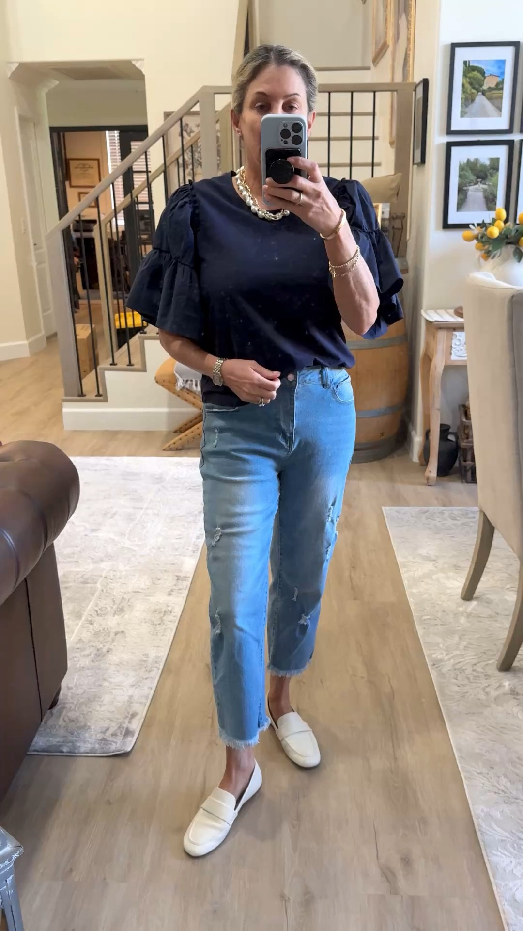 Everyday Casual Style. Lots of stretch in these jeans. Layering your  necklaces elevates any look. Spring Outfit Inspo.  

#LTKOver40 #LTKmomlife #LTKMidsize