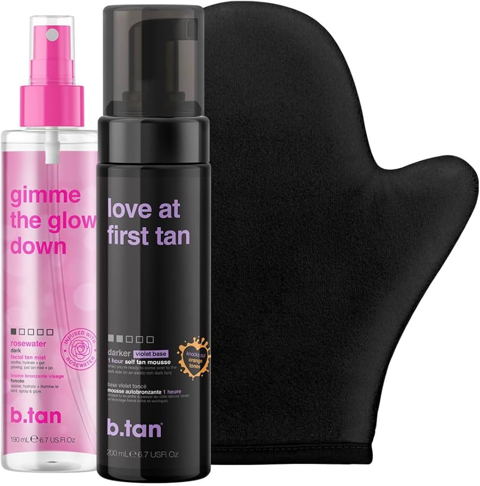 b.tan Violet Self Tan Foam & Face Mist Kit | Lovers Bundle - Dark Sunless Tanning Mousse, Bronzin... | Amazon (US)