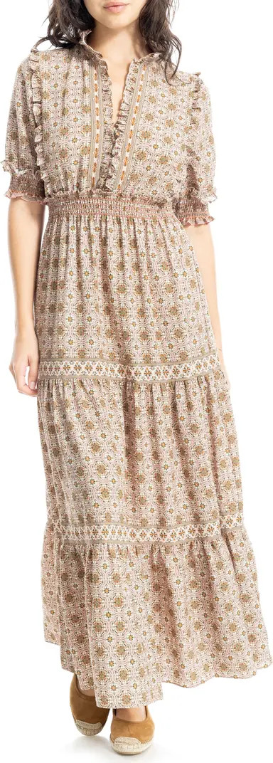 Floral Short Sleeve Tiered Maxi Dress | Nordstrom Rack