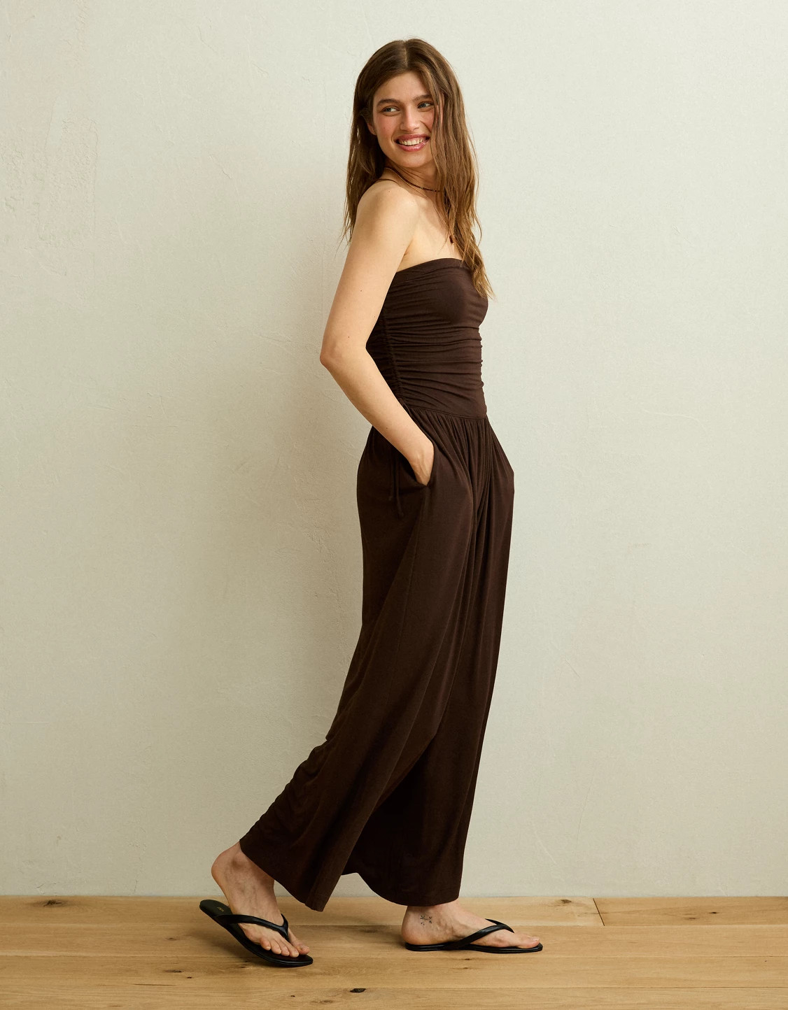 AE Strapless Side-Tie Knit Jumpsuit | American Eagle Outfitters (US & CA)