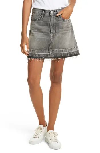 Women's Frame Frayed Hem Denim Skirt | Nordstrom