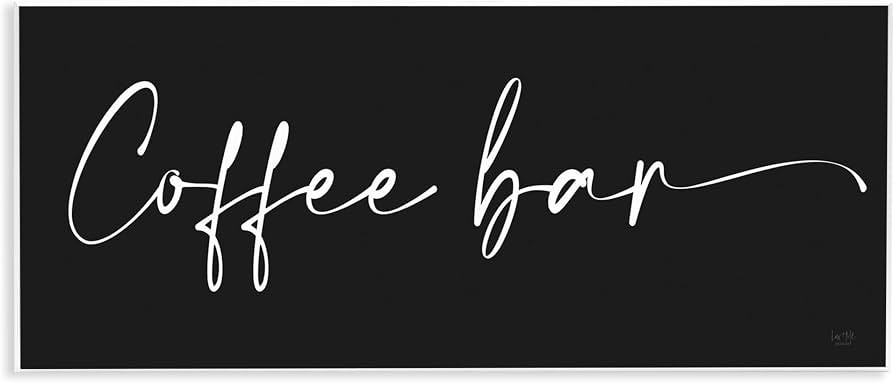 Stupell Industries Coffee Bar Classy Script Text Black Background Sign, Design by Lux + Me Design... | Amazon (US)