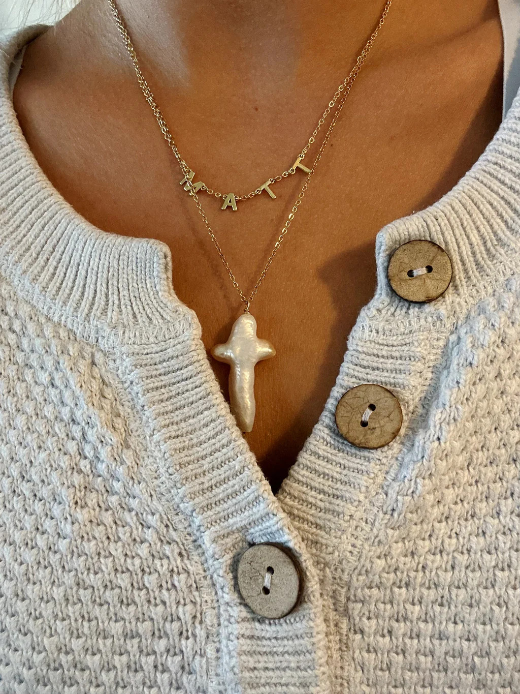 PEARL CROSS NECKLACE | Olivelynn Designs