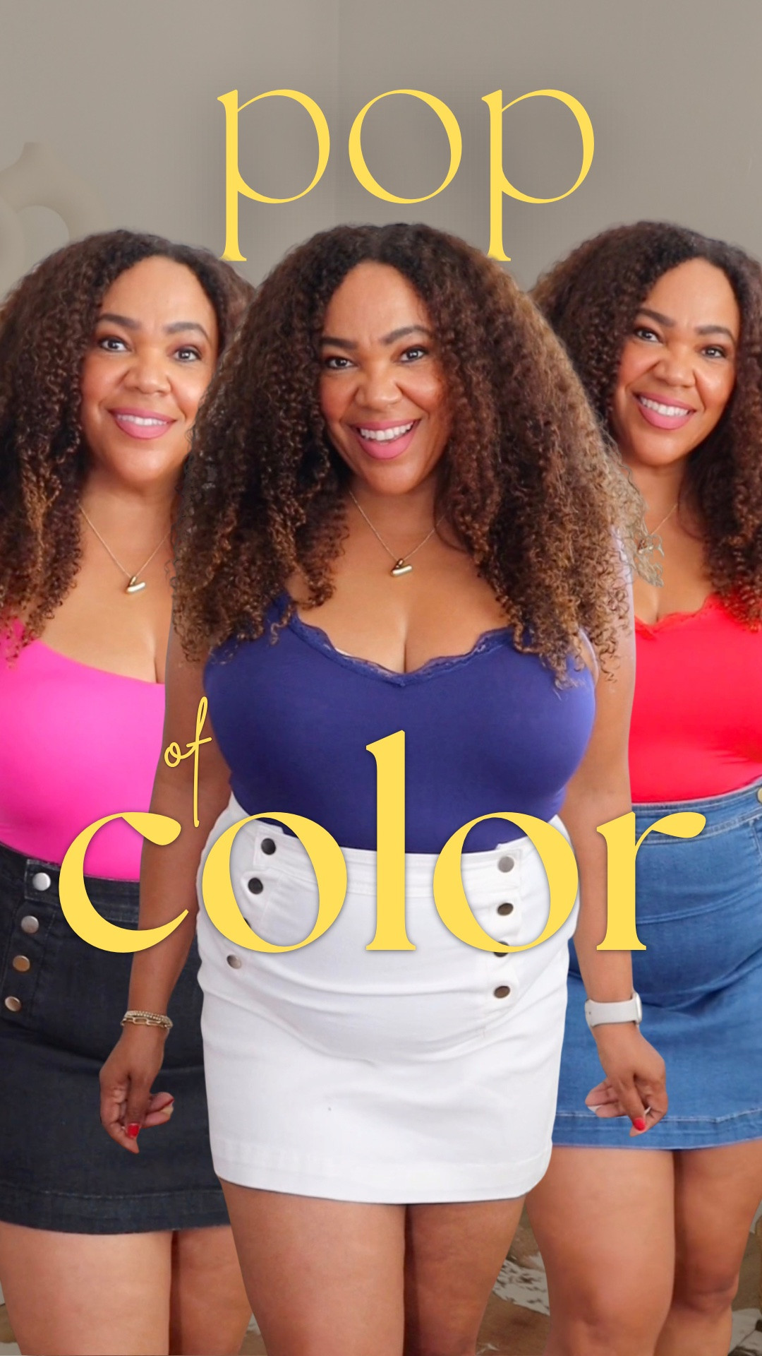 When a pop 💥 of COLOR ❤️💙💕 is the answer! Easy outfit uniform - stretchy bodysuit + denim mini skirt with a straw bag. Bodysuit size xl and skirt l.

#LTKootd #LTKMidsize #LTKOver40