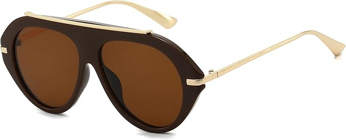 Kursan Oversized Aviator Sunglasses for Women Men - UV400 Protection Retro 70s Gold Vintage Pilot... | Amazon (US)