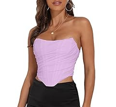 Modegal Women's Vintage Strapless Open Back Boned Mesh Bustier Zip Back Corset Bodyshaper Crop To... | Amazon (US)