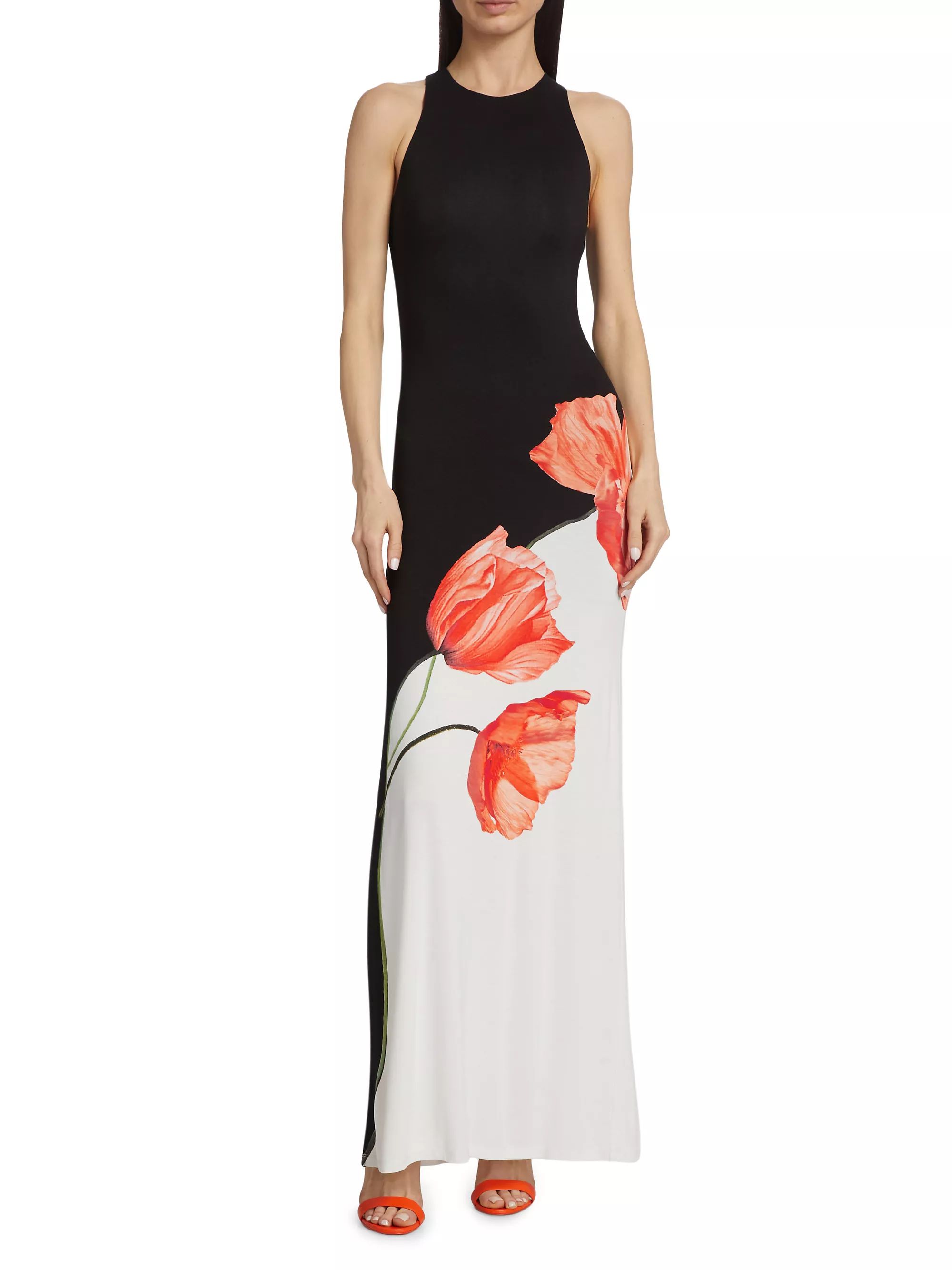 Pania Two-Tone Floral Column Dress | Saks Fifth Avenue