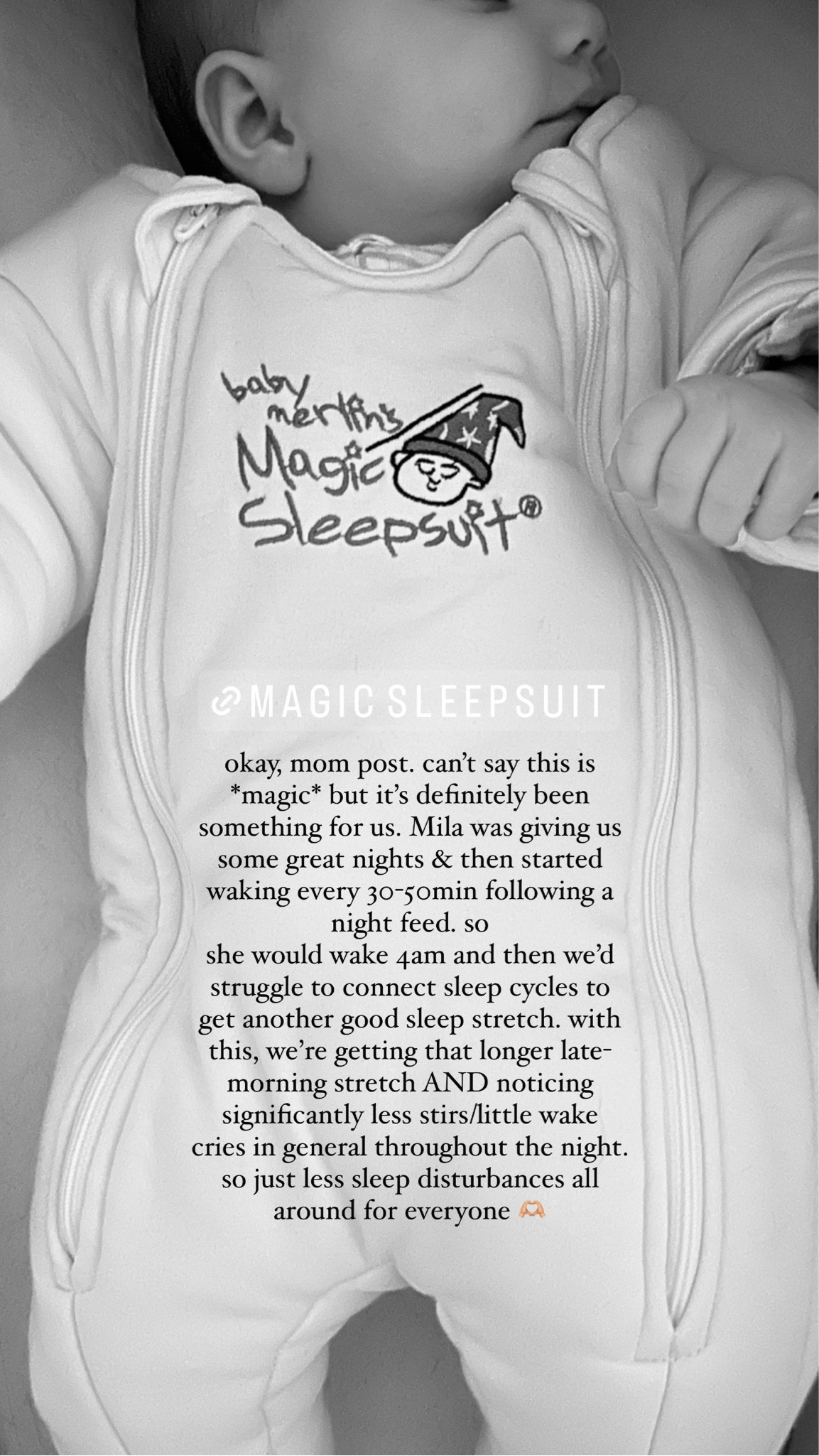 Magic sleepsuit 🫶🏼 transition swaddle for baby. 

okay, mom post. can’t say this is *magic* but it’s definitely been something for us. Mila was giving us some great nights & then started waking every 30-50min following a night feed. so
she would wake 4am and then we’d struggle to connect sleep cycles to get another good sleep stretch. with this, we’re getting that longer late-morning stretch AND noticing significantly less stirs/little wake cries in general throughout the night. so just less sleep disturbances all around for everyone 🫶🏼

#LTKbaby #LTKfamily #LTKbump