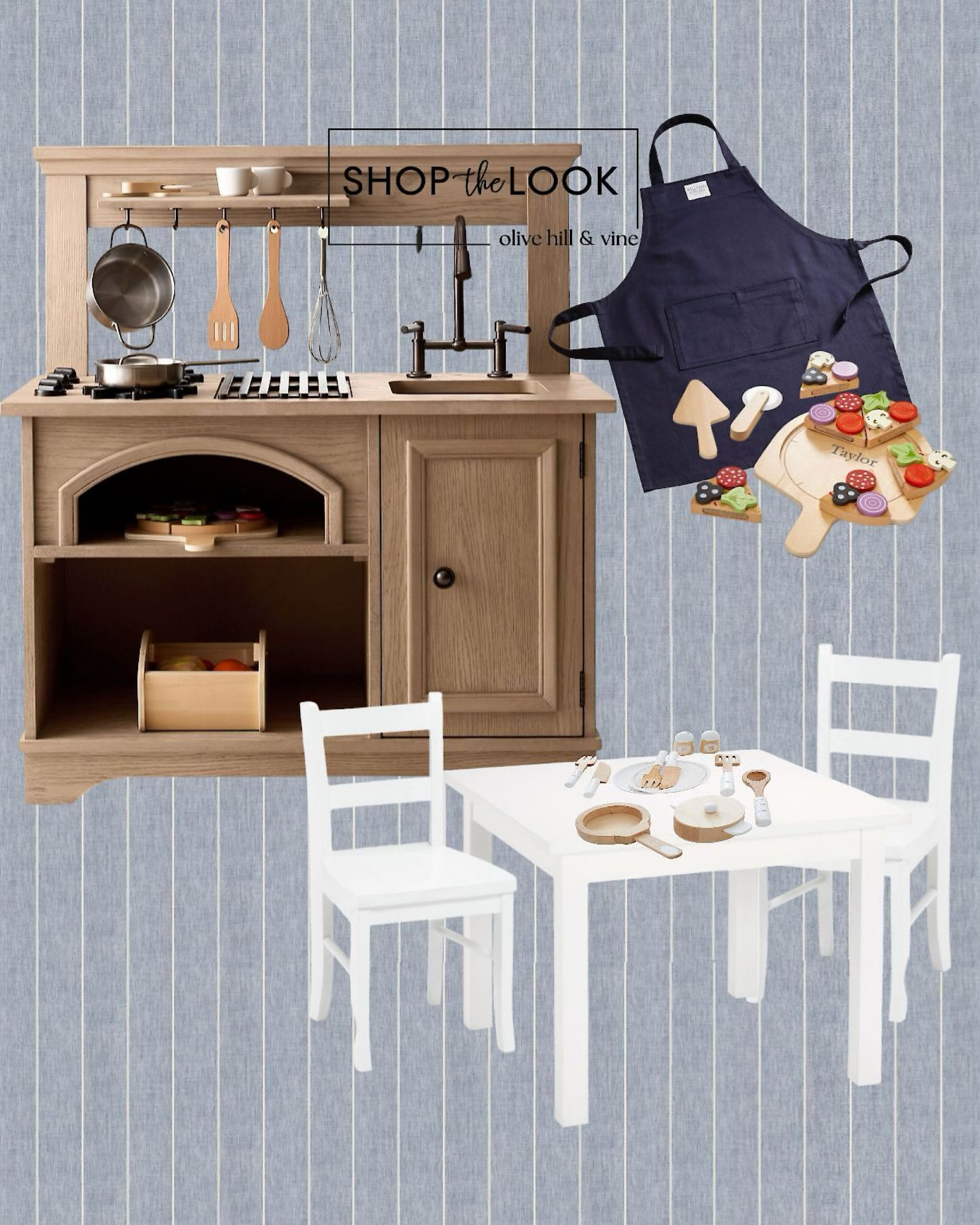 Ready for hours of imaginative play! This neutral playroom is designed around a high-quality wooden pizza kitchen, complete with a toddler play table, chairs, wooden pizza set, and cooking tools. Don’t forget the aprons—everything’s here for your little chef to whip up fun and memories! 

#LTKKids #LTKFamily #LTKHome