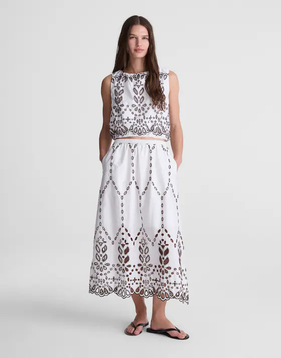 Embroidered Sleeveless Bubble Top in Poplin | Madewell