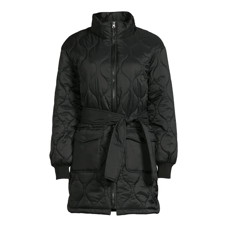 Time and Tru Women's Onion Quilted Barn Coat with Belt | Walmart (US)