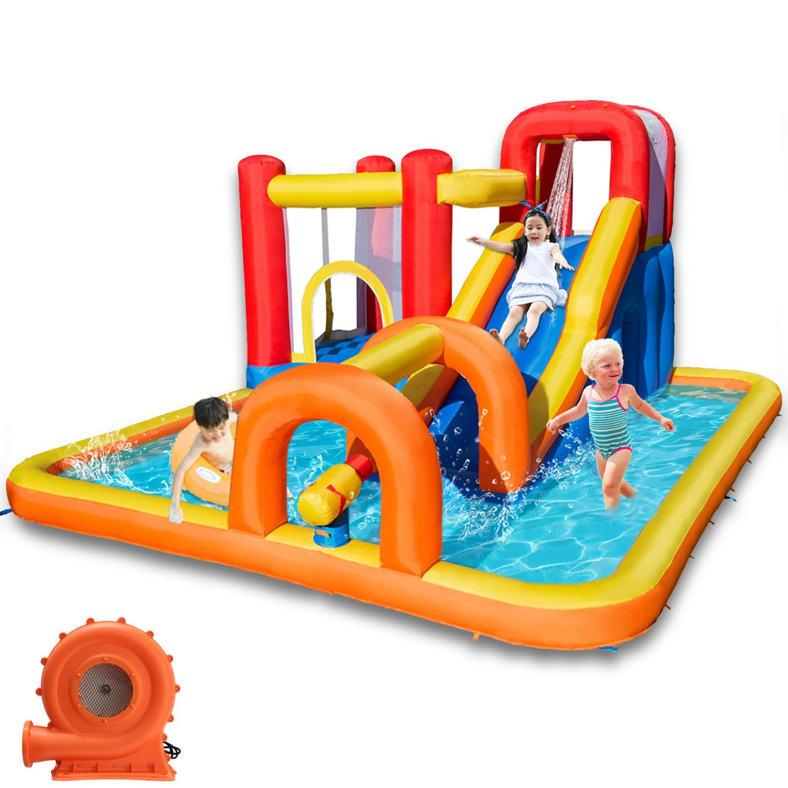 Baralir Inflatable Bounce House with Long Slide & Big Play Pool, Cave & Tunnel Adventure, Endless... | Amazon (US)