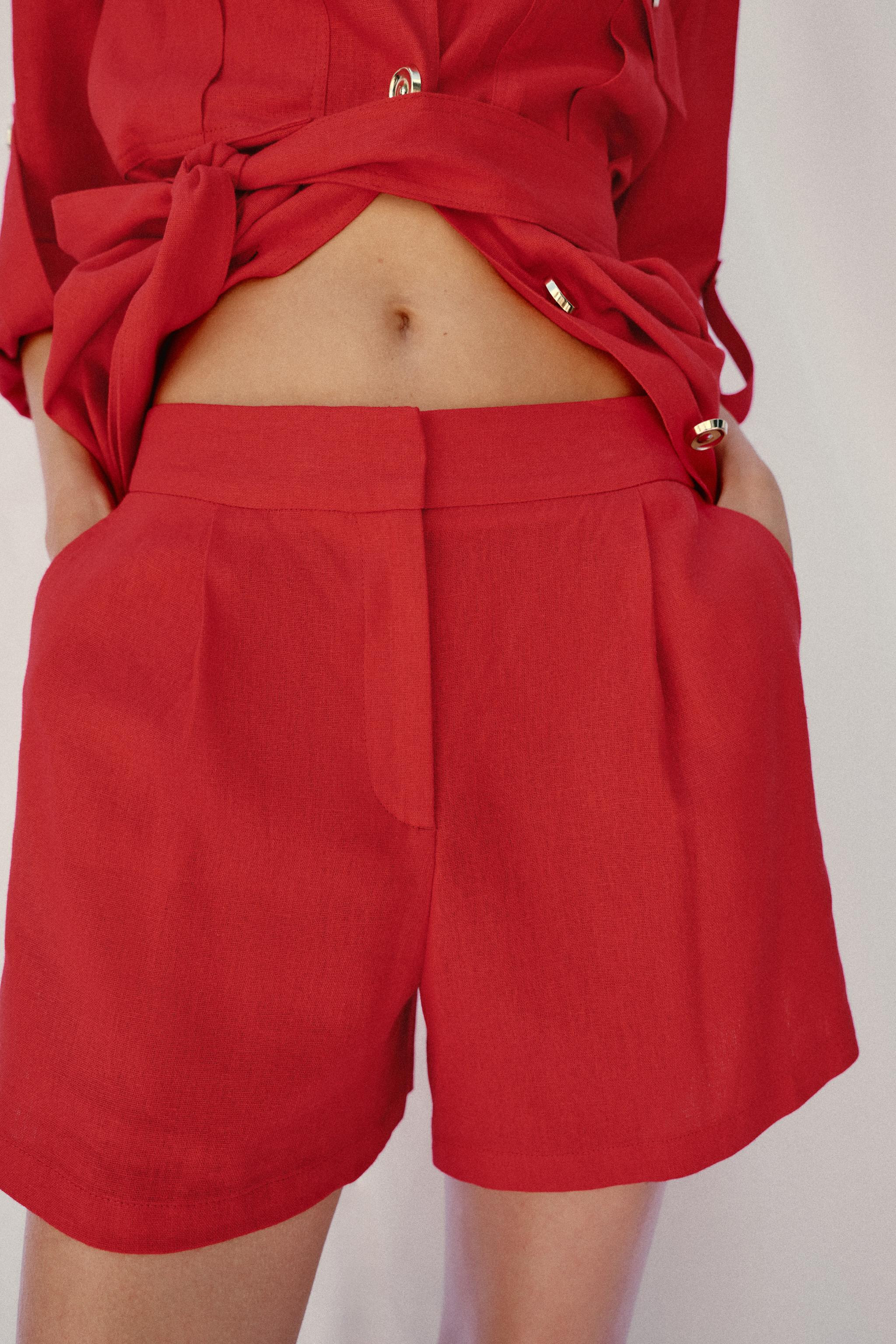 LINEN PLEATED SHORTS | Zara US