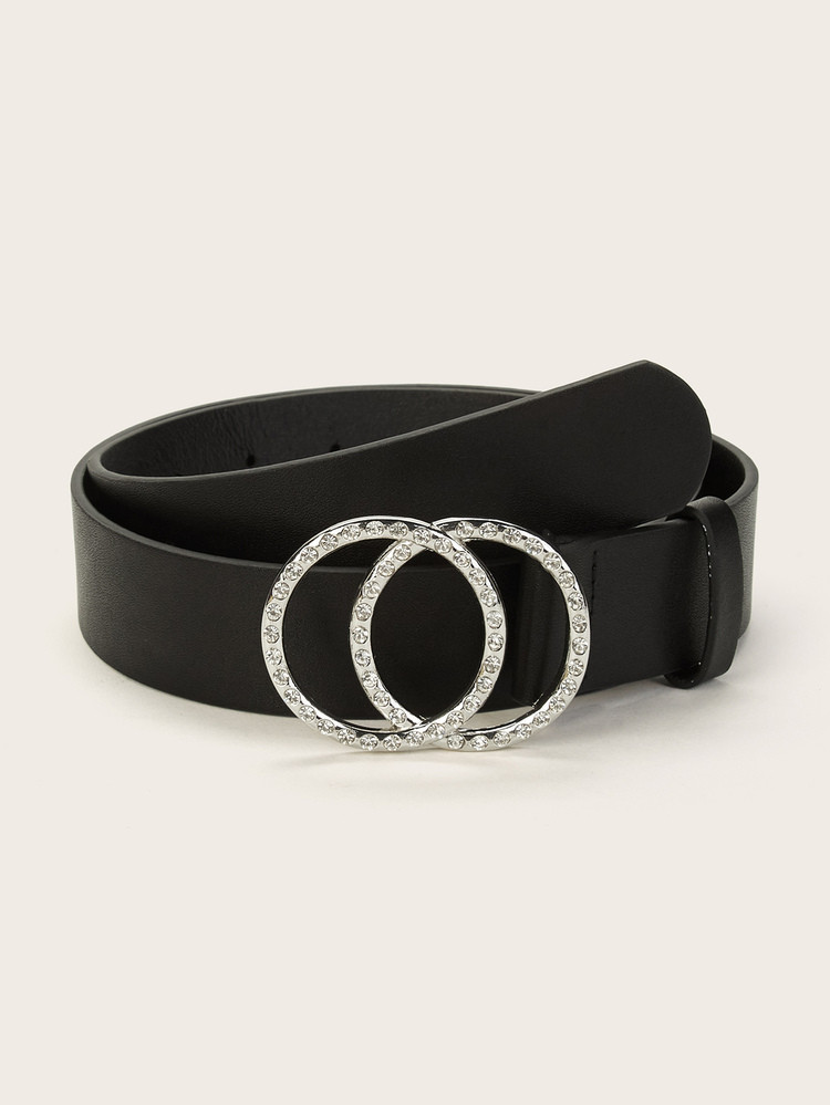Rhinestone Engraved Double Ring Buckle Belt | SHEIN