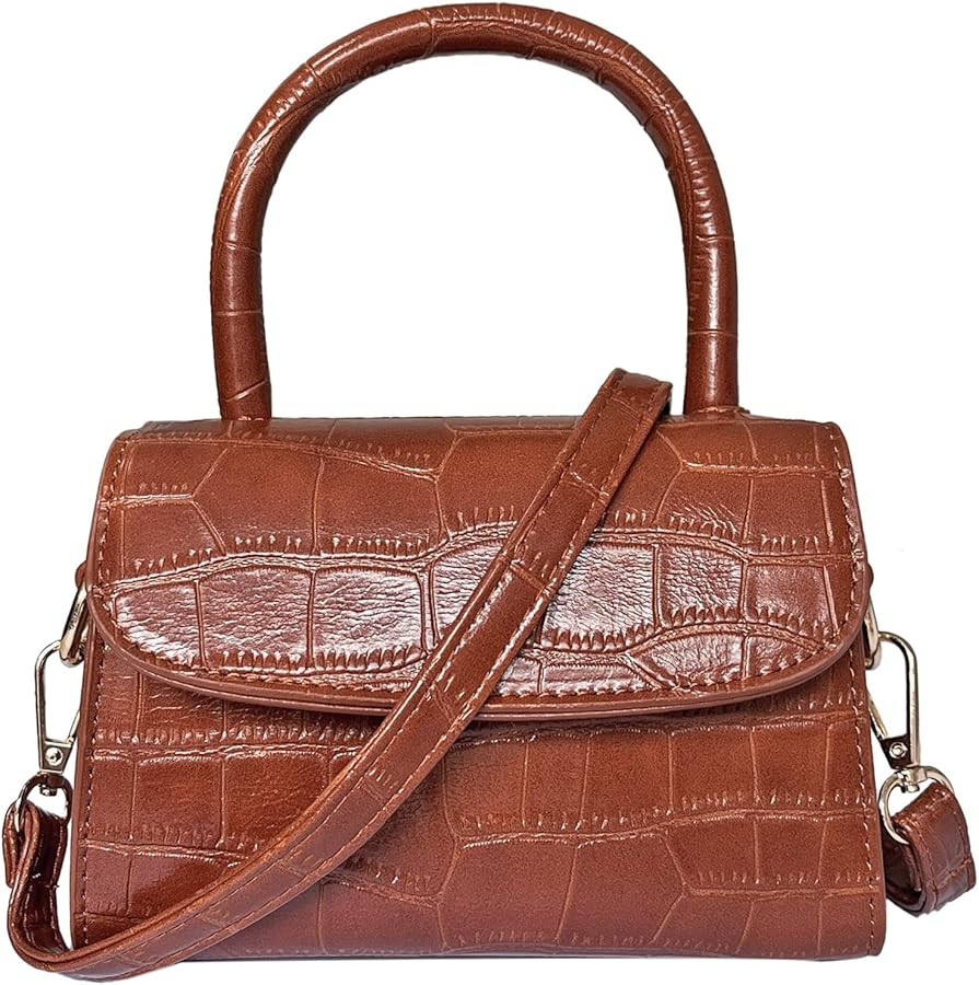 AMHDV Cute Mini Purse Top Handle Clutch Bag Tiny Crossbody Handbag with Crocodile Pattern | Amazon (US)