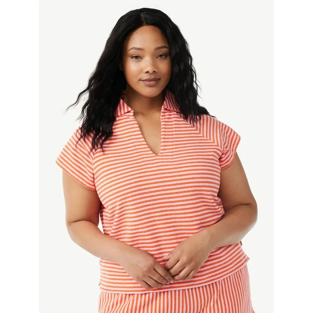 Free Assembly Women's Raglan Sleeve Polo Shirt | Walmart (US)