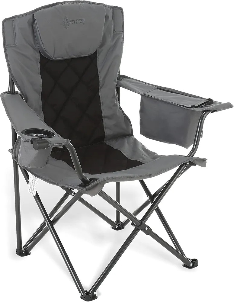 ARROWHEAD OUTDOOR Portable Folding Camping Quad Chair w/ 6-Can Cooler, Cup & Wine Glass Holders, ... | Amazon (US)