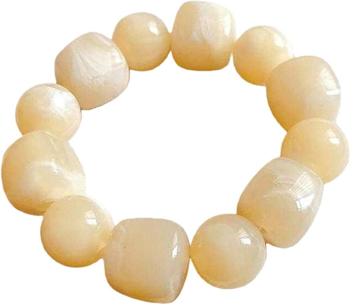 Irregular Resin Chunky Beaded Bracelet for Women Boho Colorful Acrylic Beads Stretch Bracelet Ban... | Amazon (US)