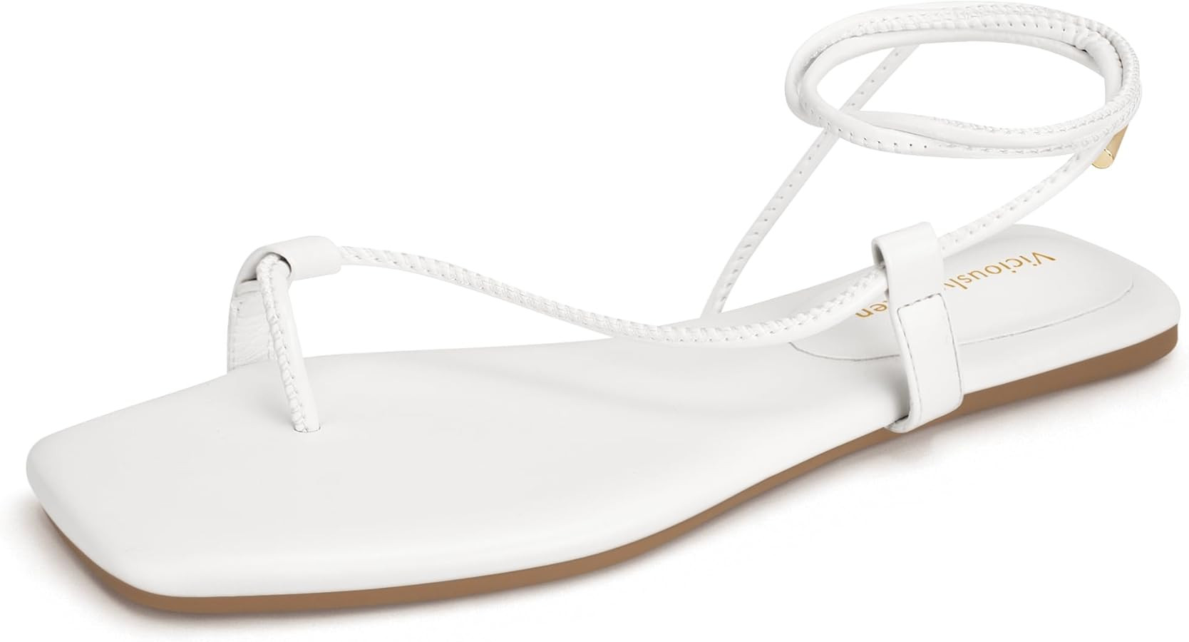 Women's Lace Up Sandals Strappy Flats Gladiator Wrap Flip Flop Tie Open Ring Toe Summer Shoes | Amazon (US)