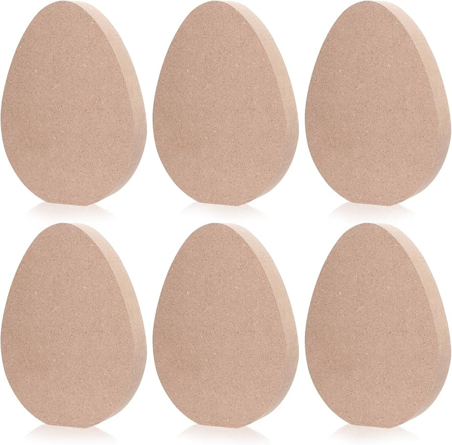 Yookat 6 Pieces Easter Egg Wooden Cutouts Unfinished Easter Eggs Wooden Signs Egg Wood Slice Orna... | Amazon (US)