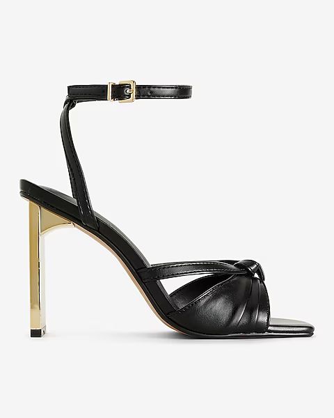 Knotted Strappy Gold Heeled Sandals | Express