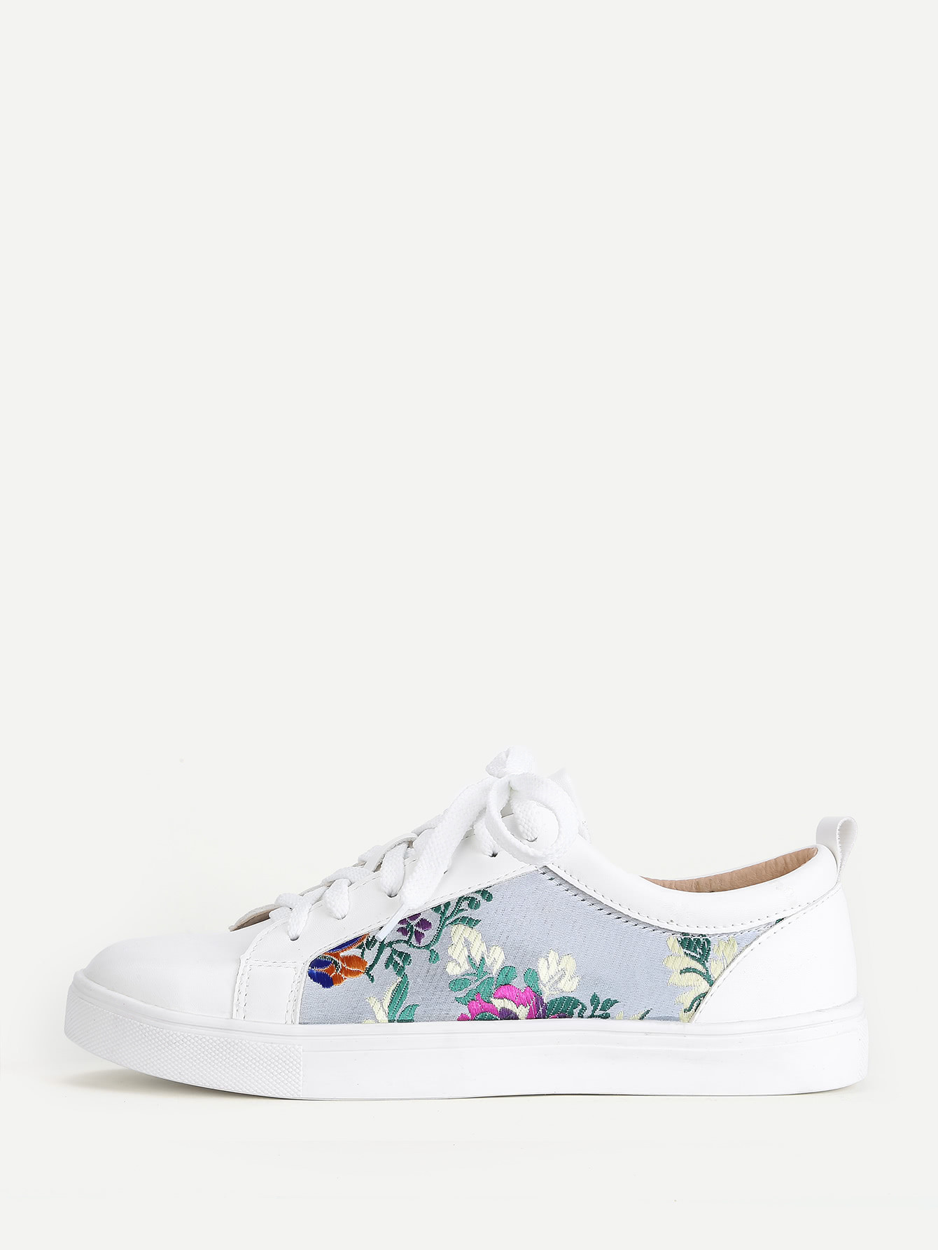 Flower Embroidery Lace Up Trainers | SHEIN
