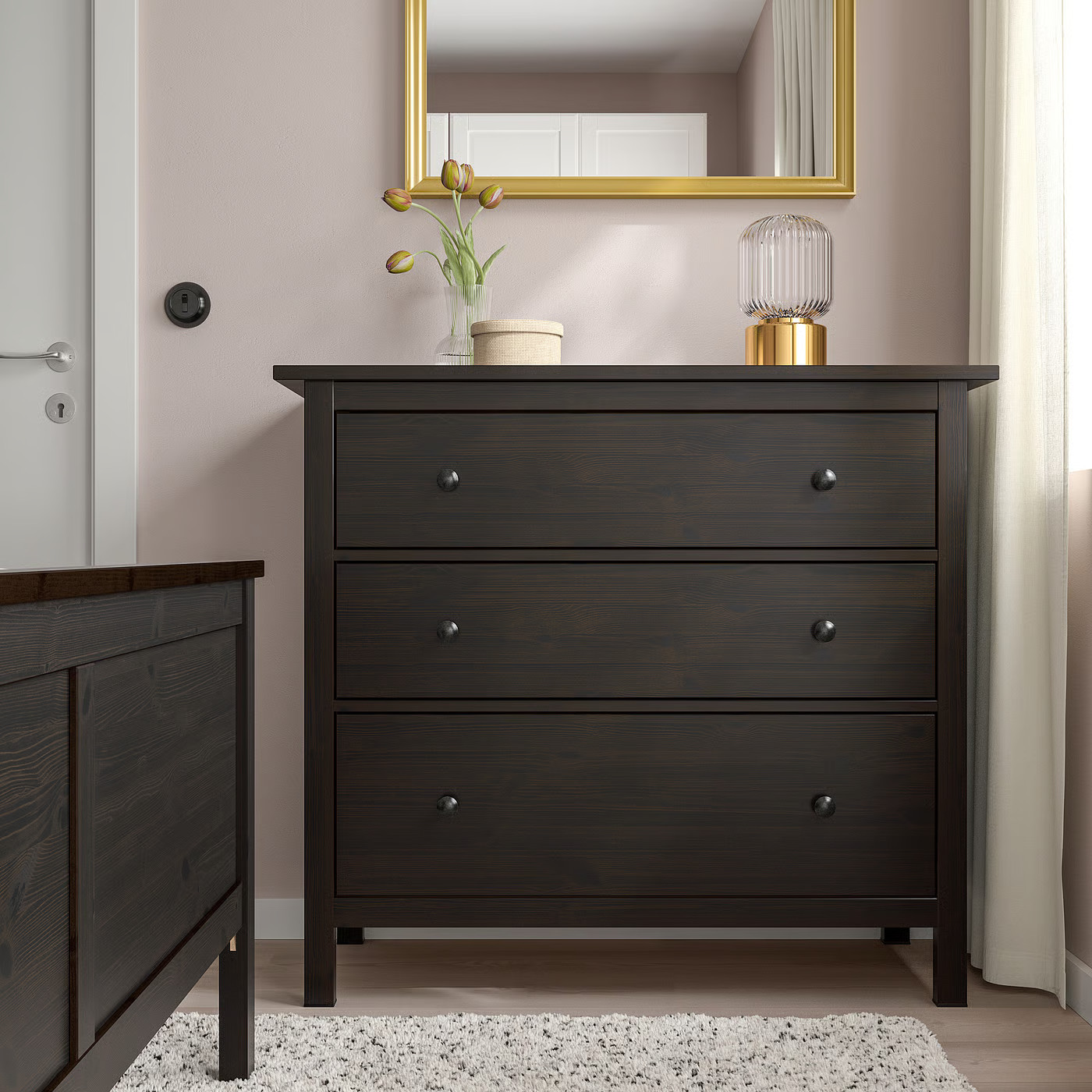 IKEA HEMNES 3-drawer dresser, black-brown, 42 1/2x37 3/4 | IKEA US