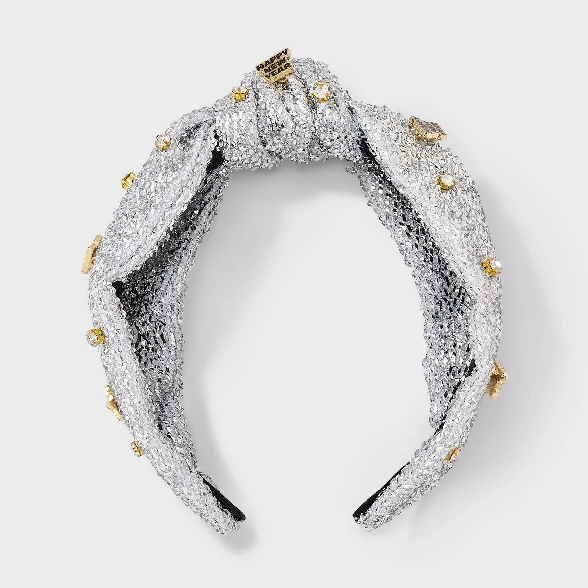 New Years Embellished Rhinestone Knot Headband - Silver/Gold | Target