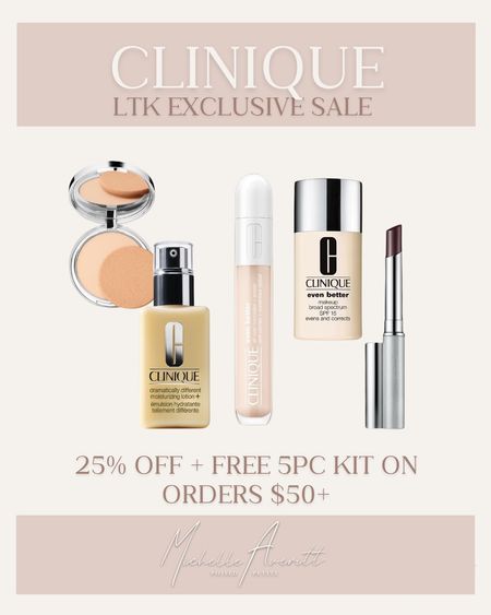 The LTK beauty sale starts now! Enjoy 25% off and a free gift with purchase on Clinique if you shop through my link! The sale ends Sunday, May 19! 

#LTKStyleTip #LTKSaleAlert #LTKBeauty