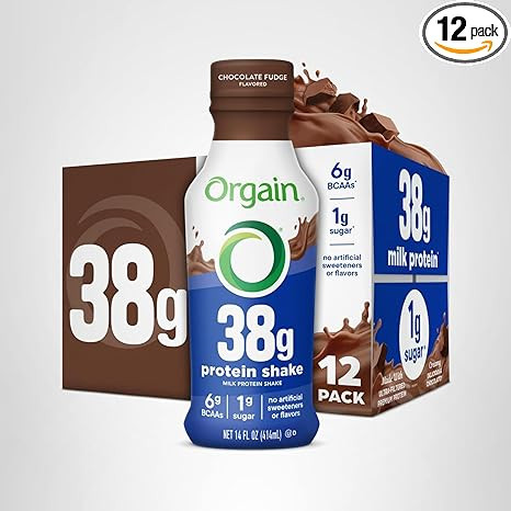 Orgain 38g High Protein Shake, Dairy Isolate Protein Milk, Chocolate Fudge, 6g BCAAs, 1g Sugar Pe... | Amazon (US)