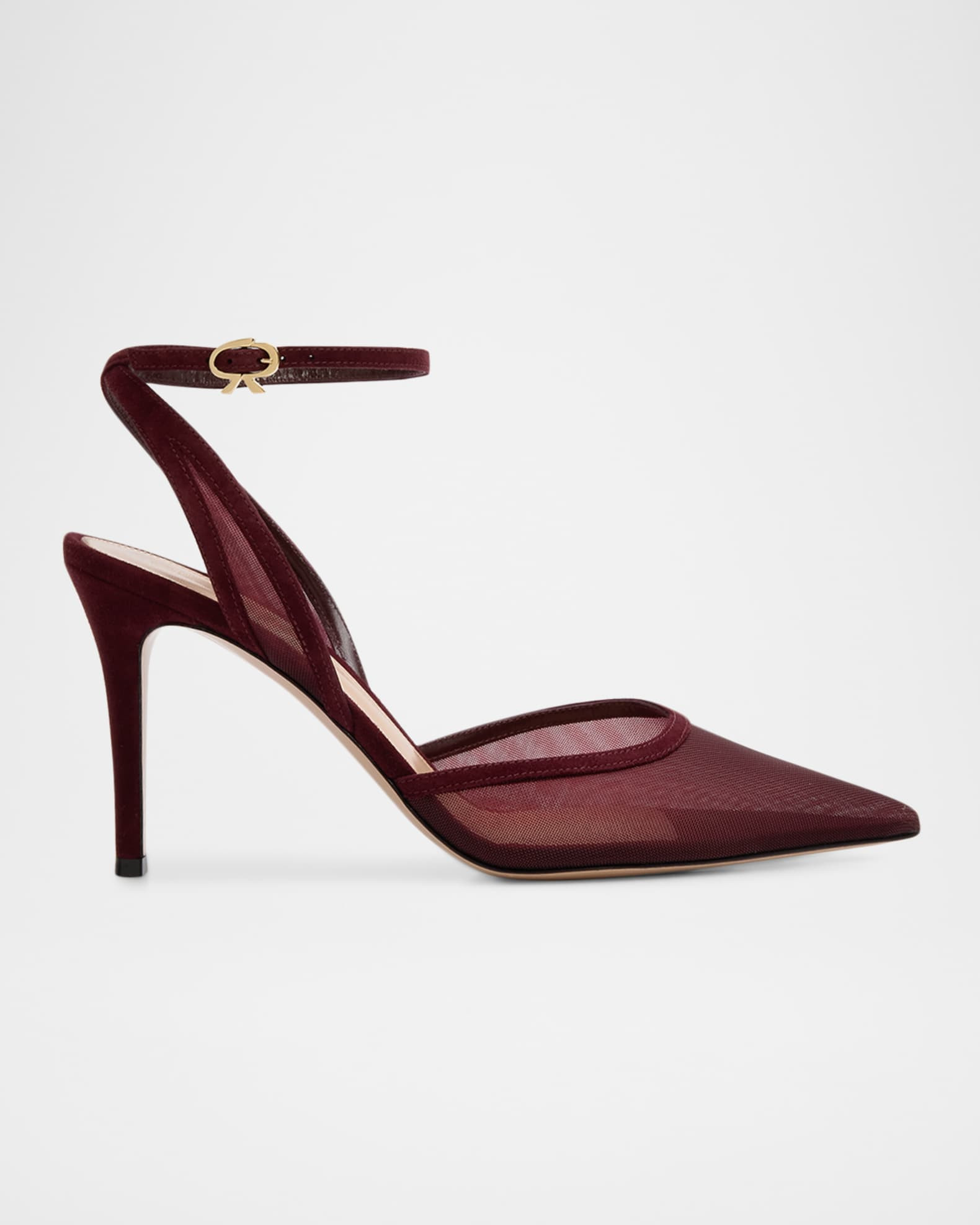 Suede Organza Ankle-Strap Pumps | Neiman Marcus