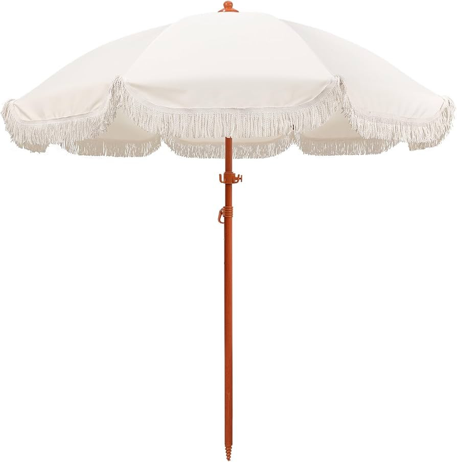 Jihfmo 7.3ft Boho Beach Umbrella with Integrated Sand Anchor & Reinforced 8mm Ribs \u2013 Heavy D... | Amazon (US)