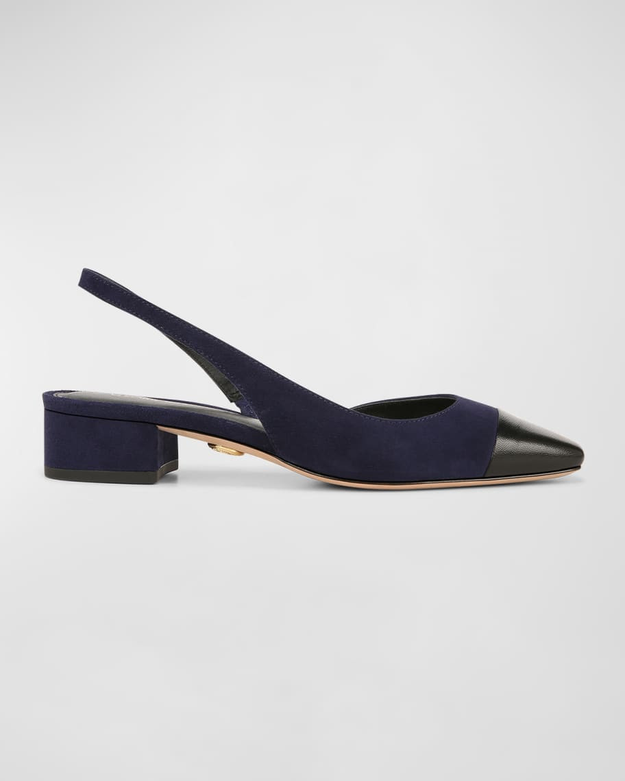 Veronica Beard Cecile Mixed Leather Slingback Ballerina Flats | Neiman Marcus