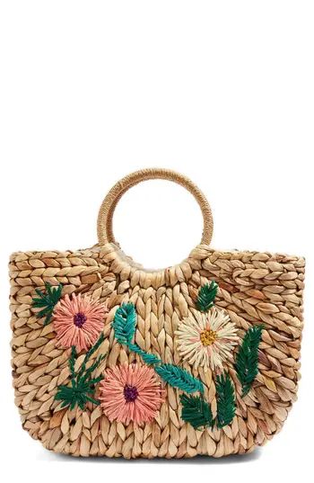 Topshop Beverly Floral Embroidered Straw Tote Bag - | Nordstrom