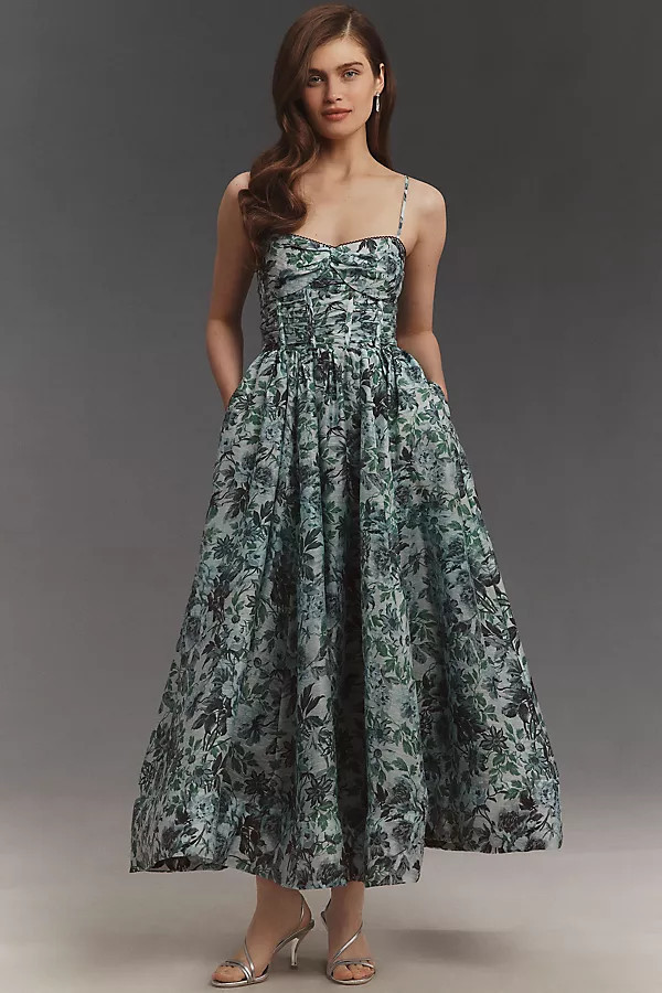 Floral Bustier Midi Dress | Anthropologie (US)
