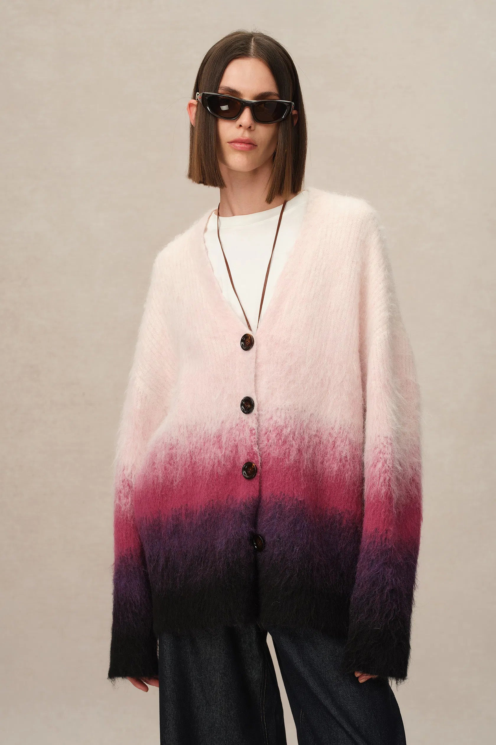 Fraise Ombre Cardigan in Baby Alpaca Blend Knit | Fabrique